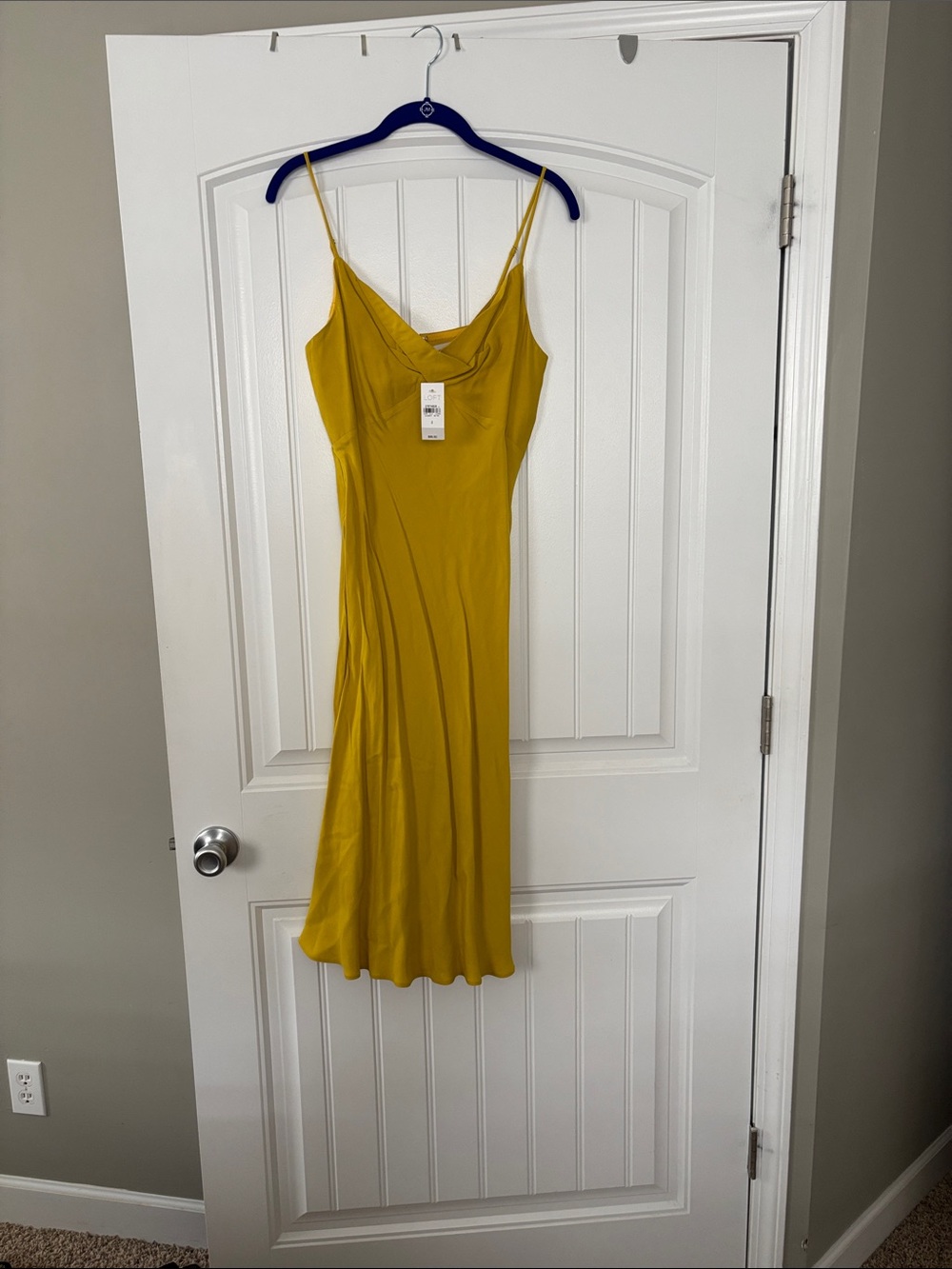 LOFT Mustard Yellow Midi Slip Dress